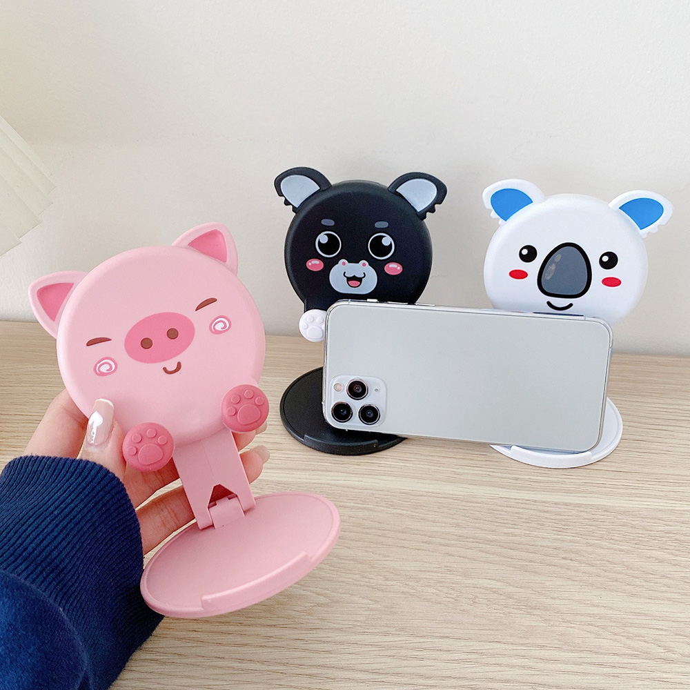 Travel Accessories Online - Schattige dierenfiguur bureautelefoonstandaard, opvouwbaar, verstelbaar, smartphonehouder,