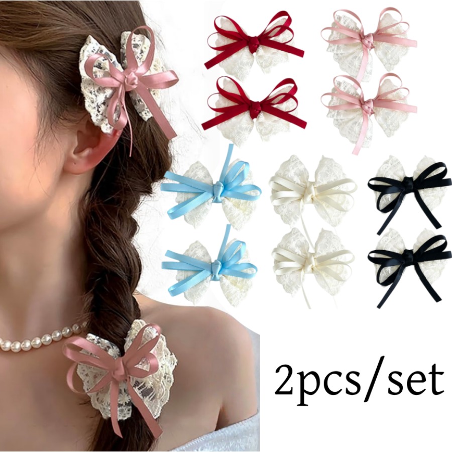 Travel Accessories With Kids - 2 stks/set Leuke Kanten Strik Haarspeldjes