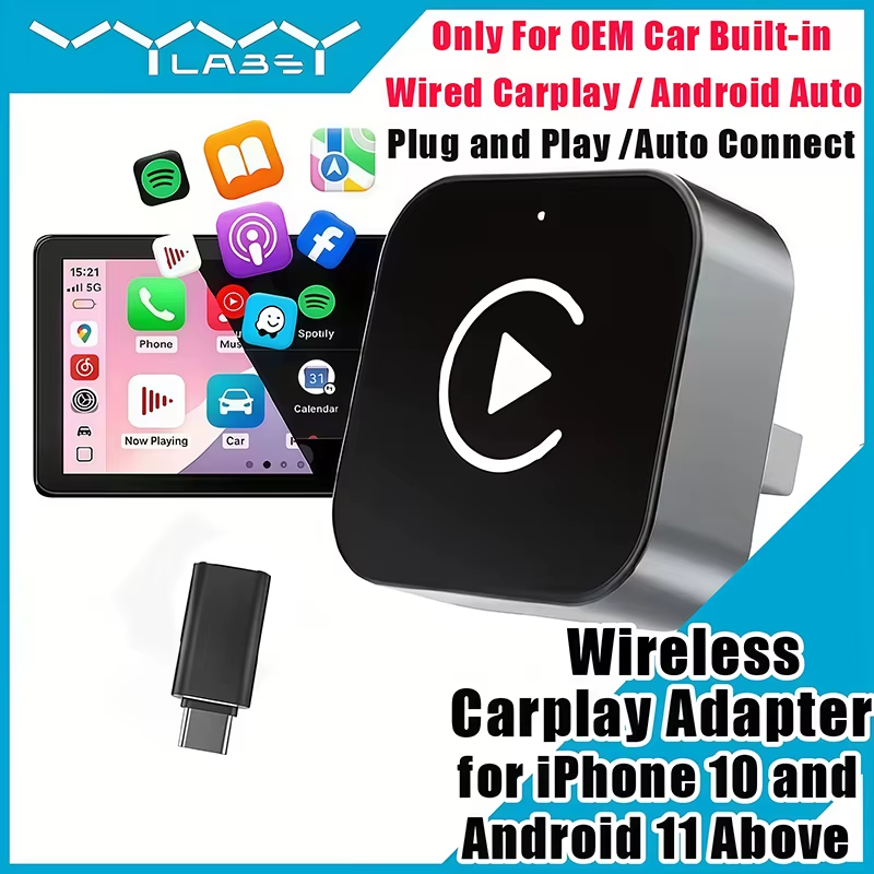 Travel Plug Type C - 2-in-1 draadloze CarPlay-adapter Plug-and-Play voor iPhone