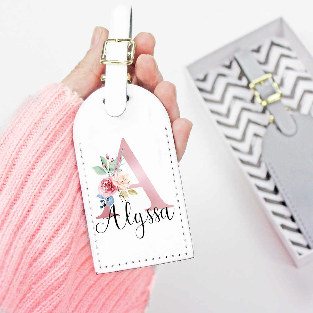 Travel Accessories Gifts For Her - Gepersonaliseerde aangepaste naam Pu lederen bagagelabel