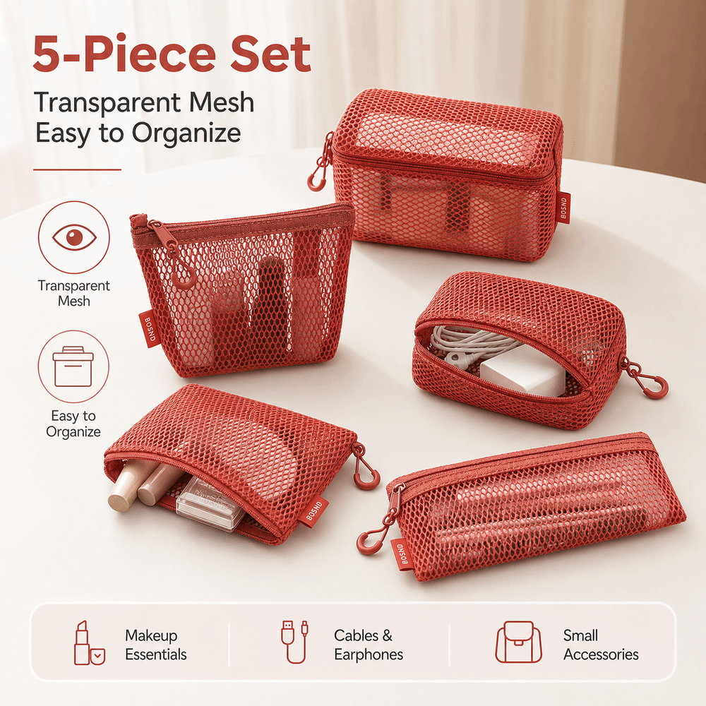 Travel Accessories Online - Nylon transparante opbergtas Ademend vierkant gaas