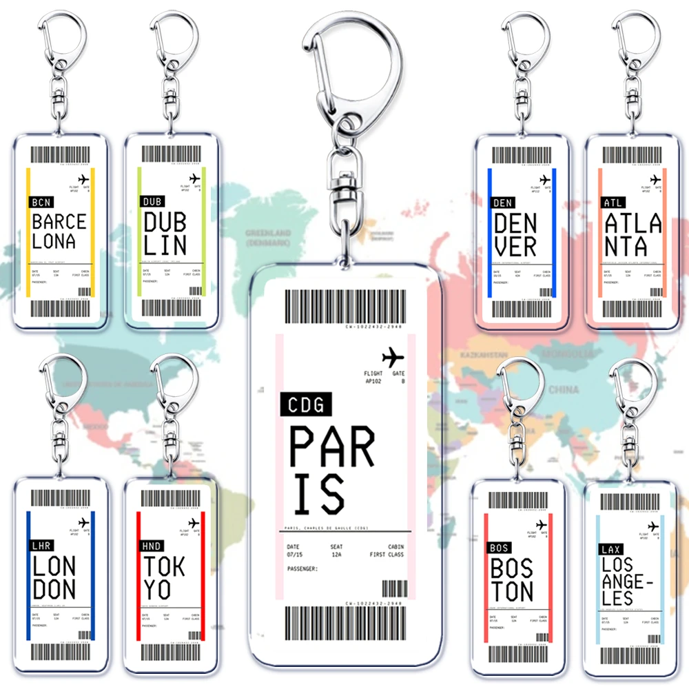 Qantas Travel Accessories - Vliegtuig Ticket Instapkaart Sleutelhanger Boston Parijs