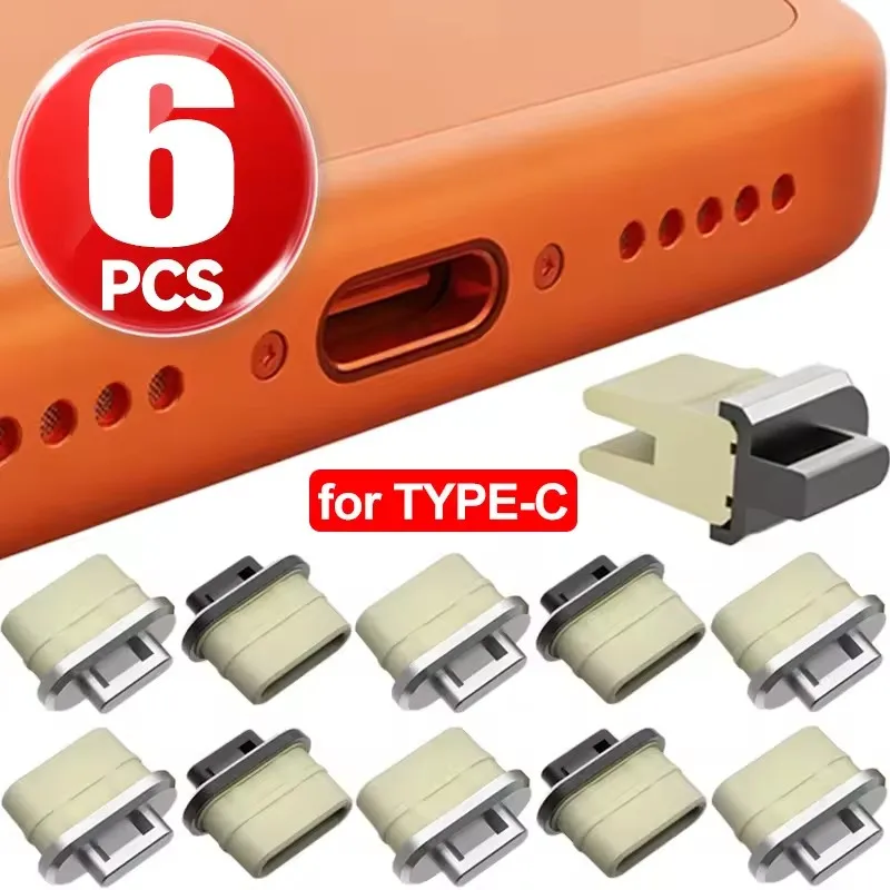 Travel Plug Type C - 6-1 stuks anti-stofplug transparante oplaadpoort DIY