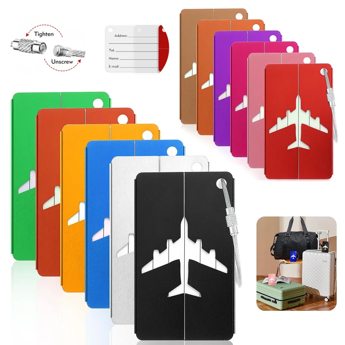 Qantas Travel Accessories - Aluminium vliegtuigbagagelabel met naam Reisbagagelabel ID-kaart