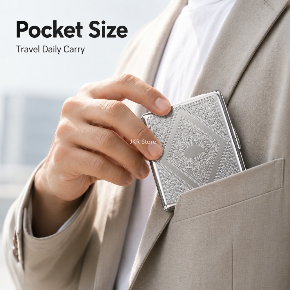 RVS Sigarettenkoker met reliëf - Travel Accessories Box recensie en prijs